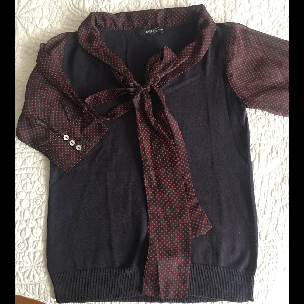 Knit sheer sleeve Mango top size S